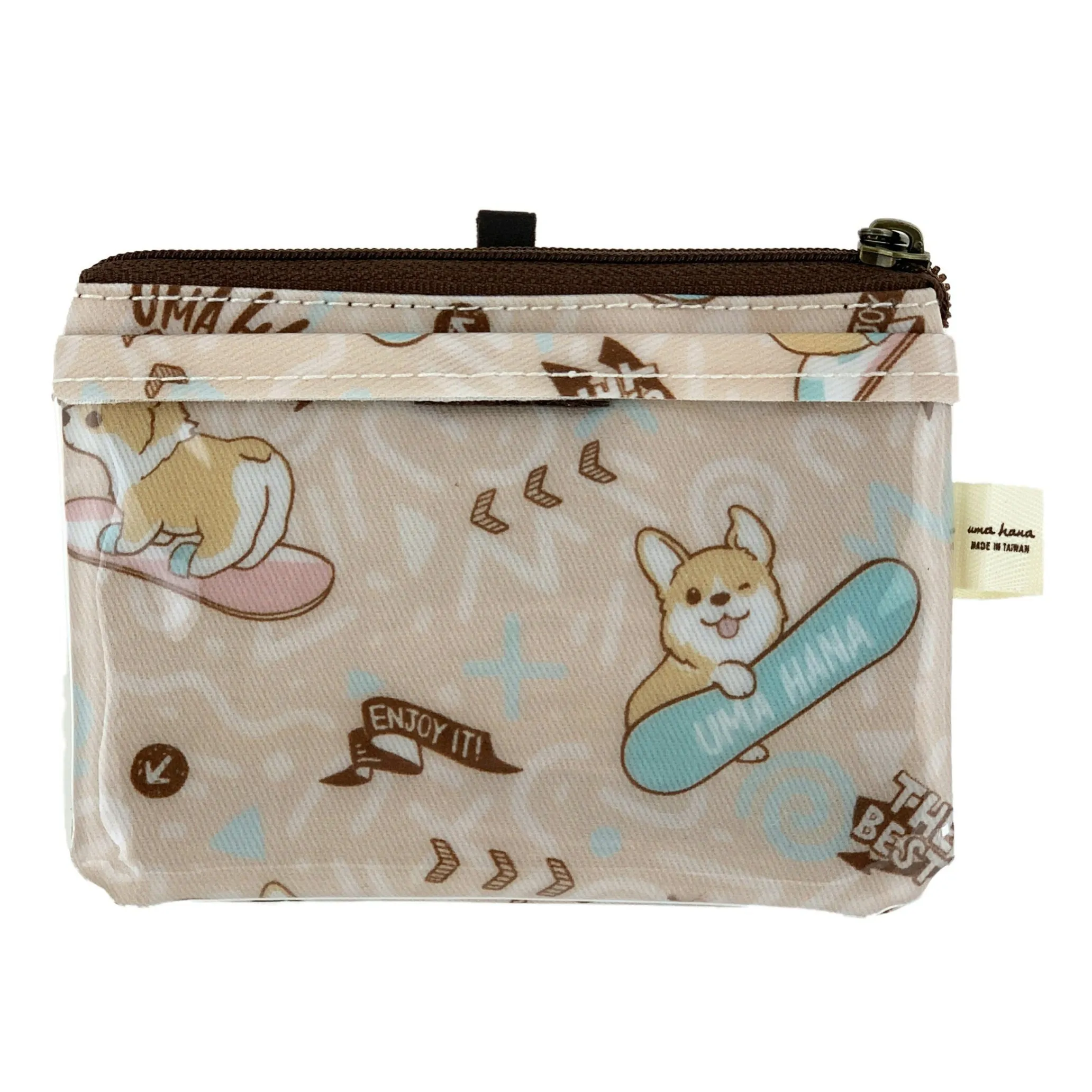 Pink Snow Corgi Card & Coin Purse