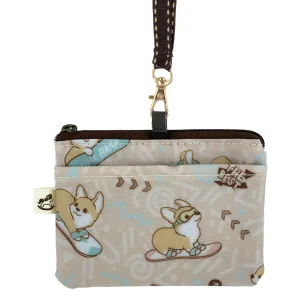 Pink Snow Corgi Card & Coin Purse