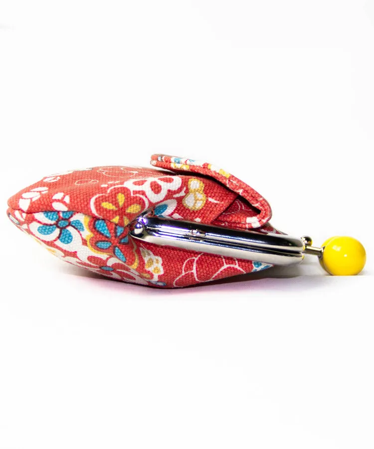 Plum Double Clasp Coin Purse / Gamaguchi Japanese Coin Purse