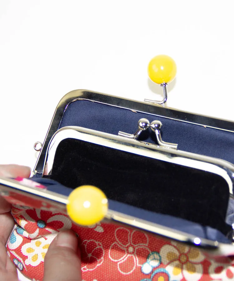 Plum Double Clasp Coin Purse / Gamaguchi Japanese Coin Purse