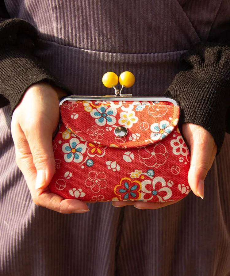 Plum Double Clasp Coin Purse / Gamaguchi Japanese Coin Purse