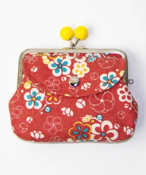 Plum Double Clasp Coin Purse / Gamaguchi Japanese Coin Purse