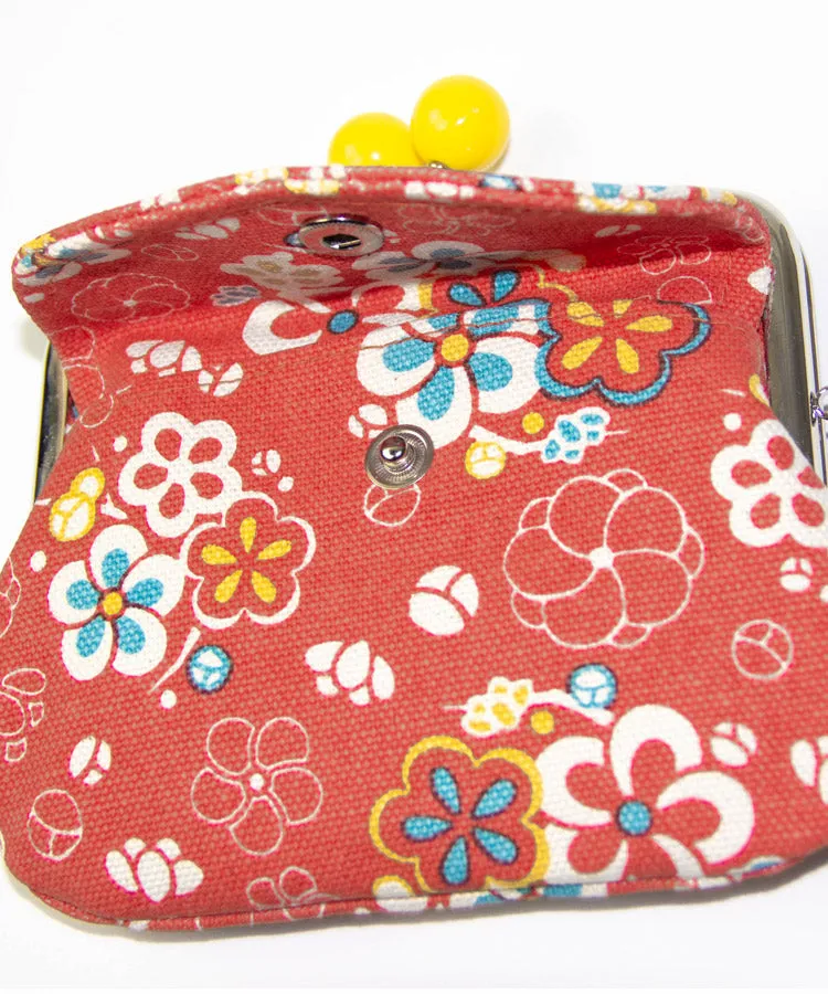 Plum Double Clasp Coin Purse / Gamaguchi Japanese Coin Purse