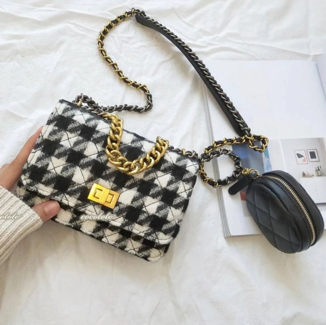 Pochette pied de poule con Borsellino