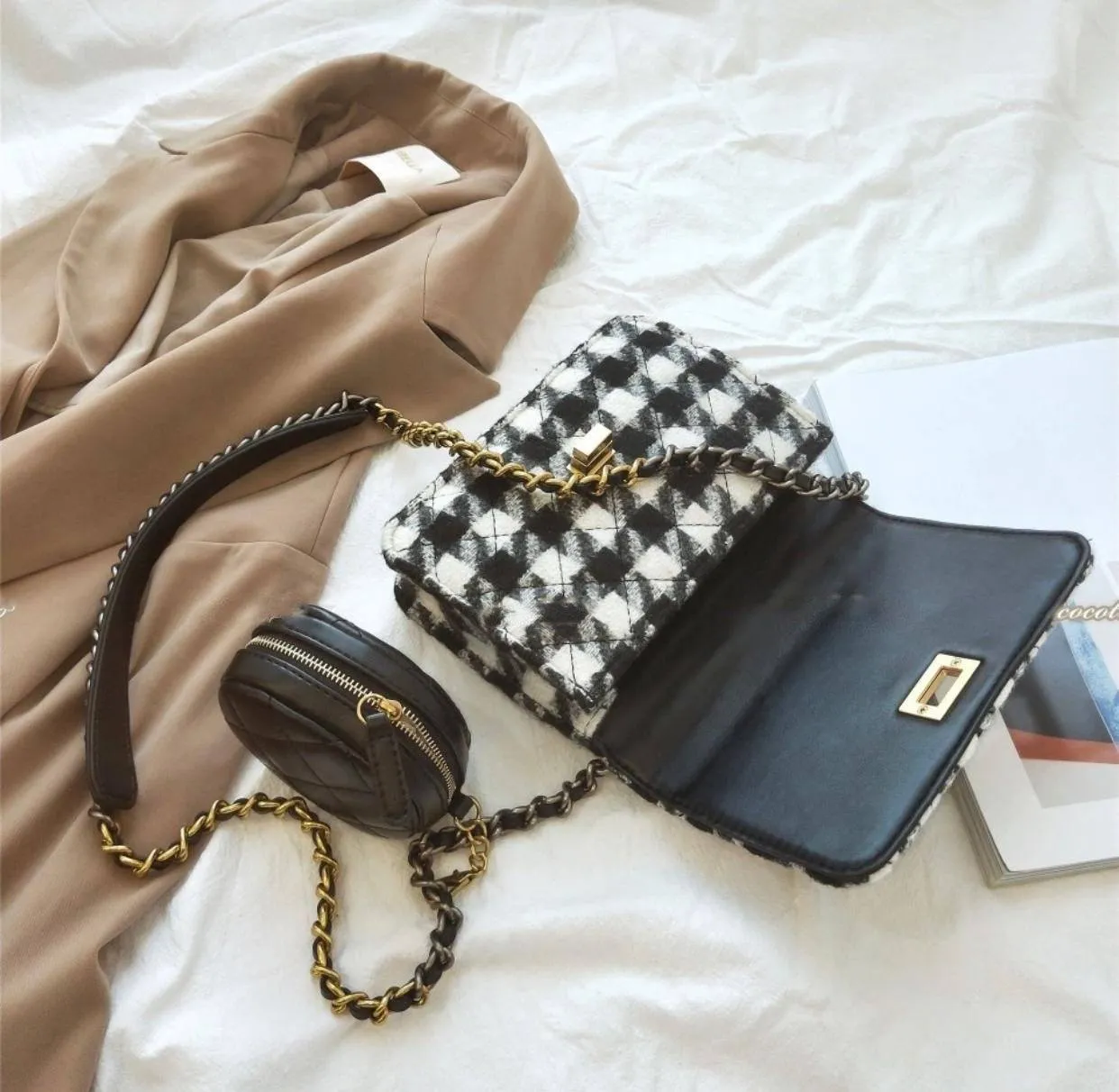 Pochette pied de poule con Borsellino