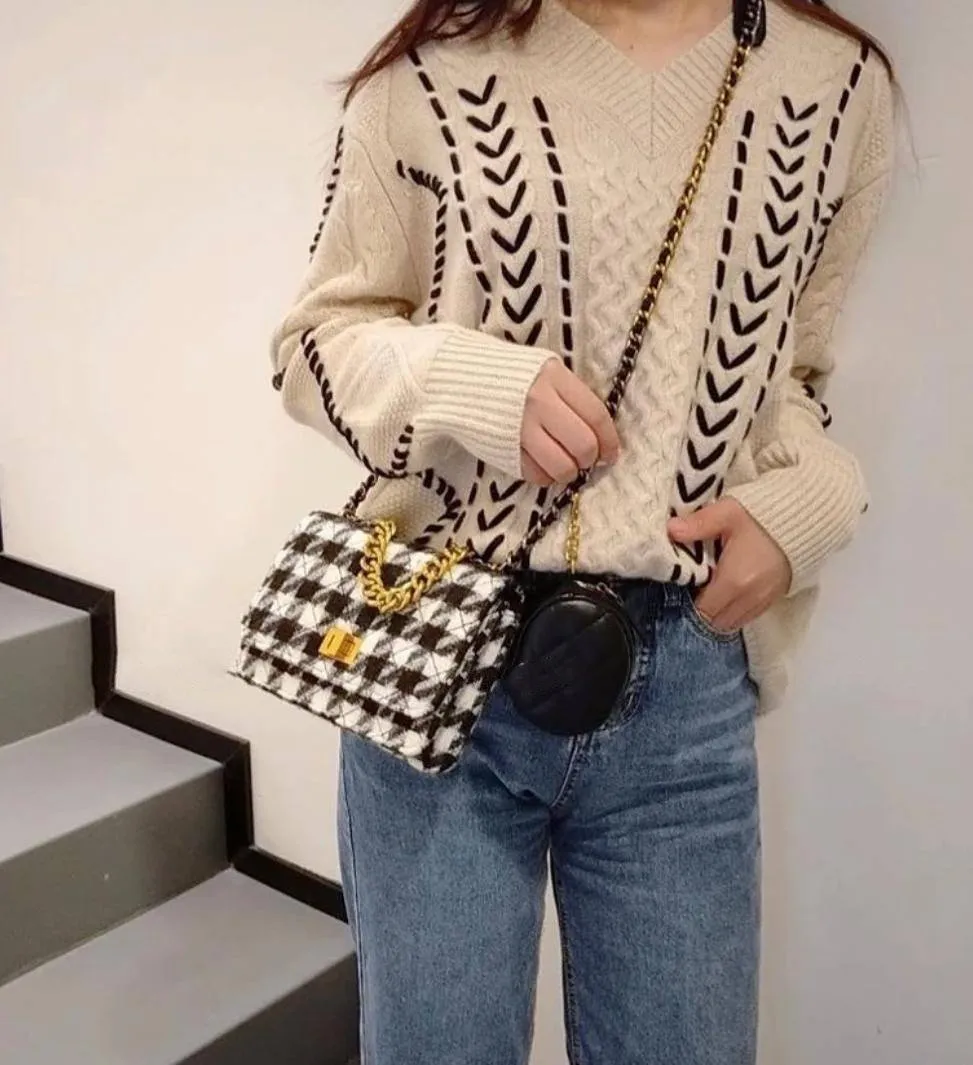 Pochette pied de poule con Borsellino