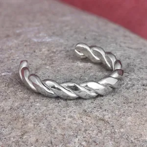 Polished Rope-Shaped Sterling Silver Ear Cuff from Armenia - One Blessing | NOVICA