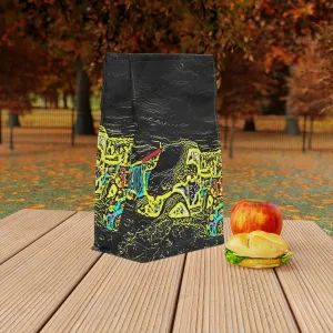 Polyester Lunch Bag ... "Snow Vehicle In Snow Storm At-Rest" ... Circa 12Mar23 ... Central Idaho ... 18-Hours Rendering Time: Original Works ...