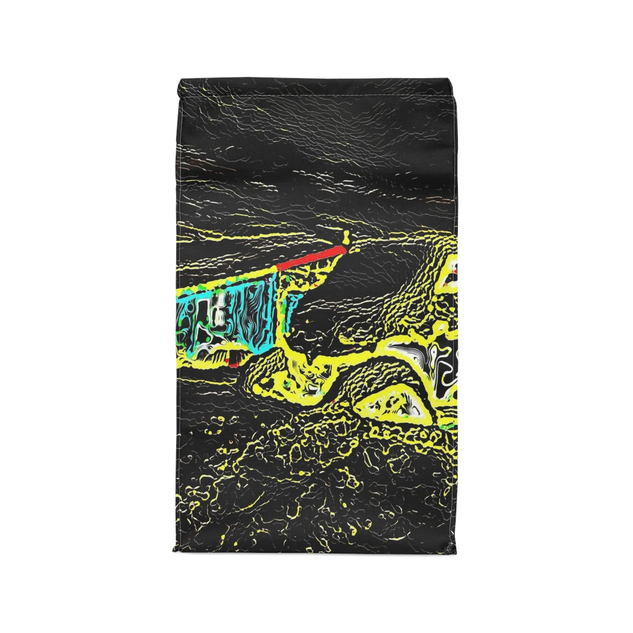 Polyester Lunch Bag ... "Snow Vehicle In Snow Storm At-Rest" ... Circa 12Mar23 ... Central Idaho ... 18-Hours Rendering Time: Original Works ...