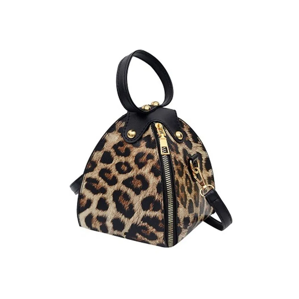 Pyramid Clutch Elegant Ladies Leopard Handbag