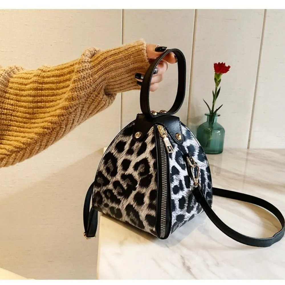 Pyramid Clutch Elegant Ladies Leopard Handbag