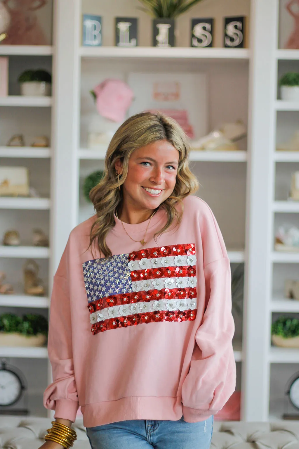 Queen of Sparkles Pink Flower American Sweatshirt