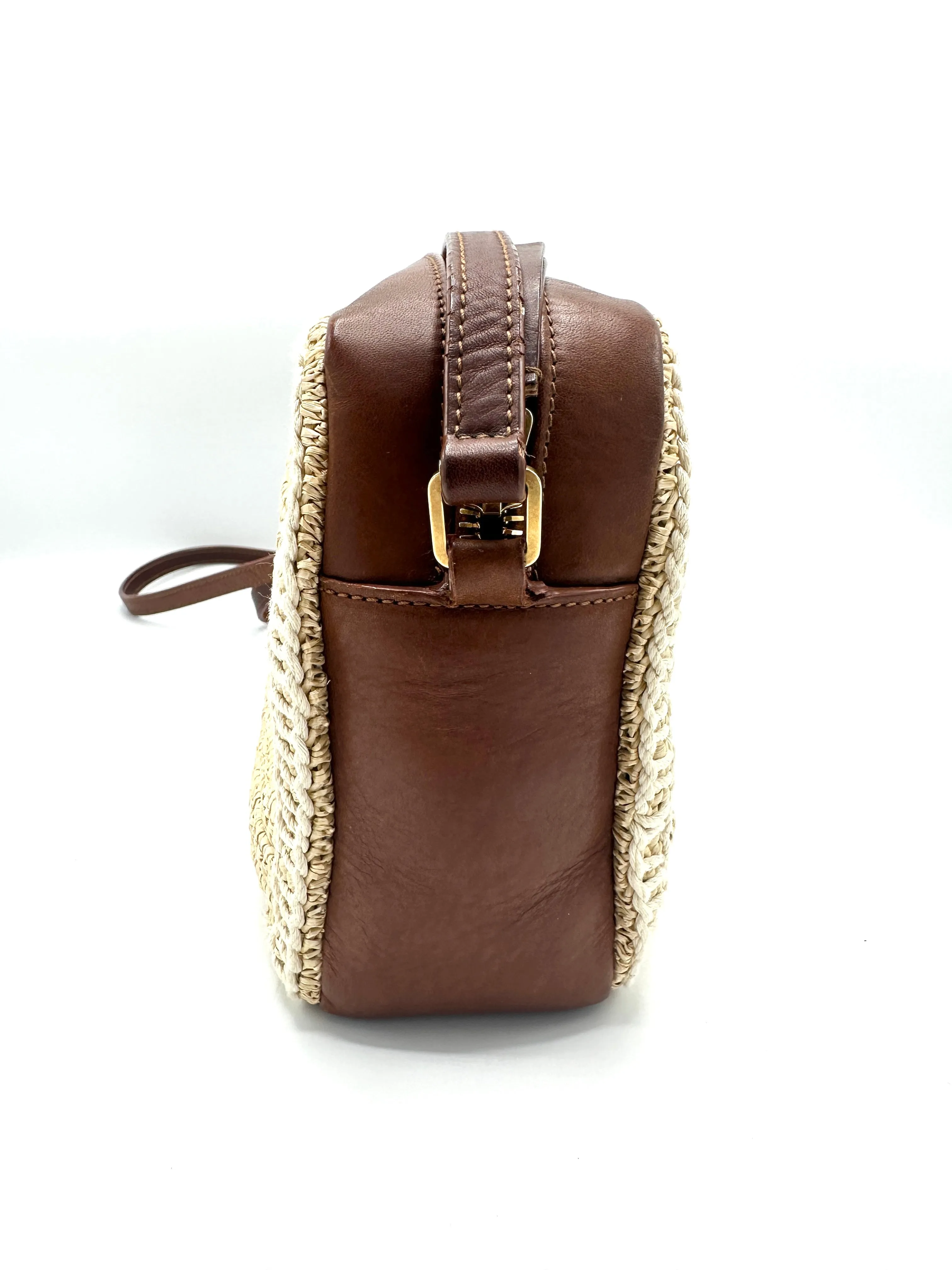 Raffia Caramel Leather GHW Lou Camera Bag