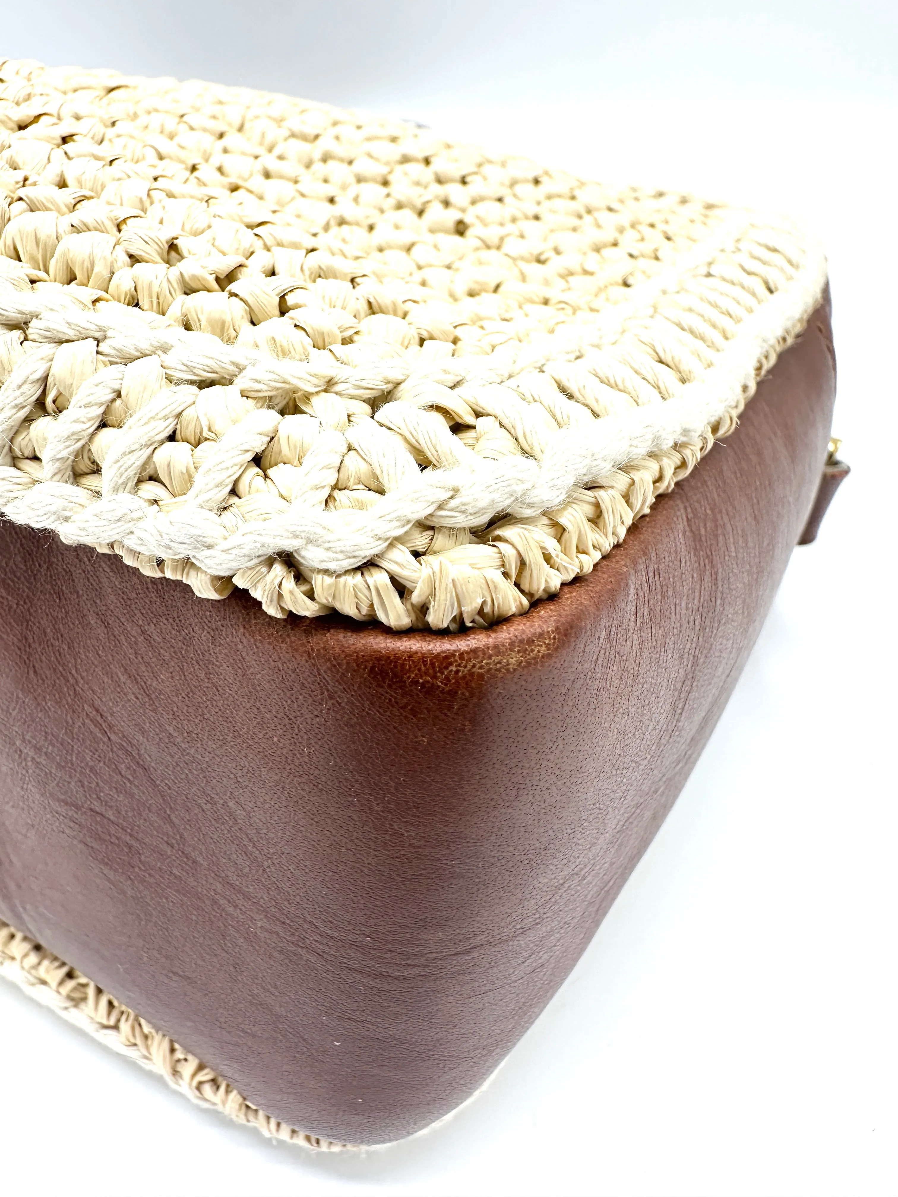 Raffia Caramel Leather GHW Lou Camera Bag