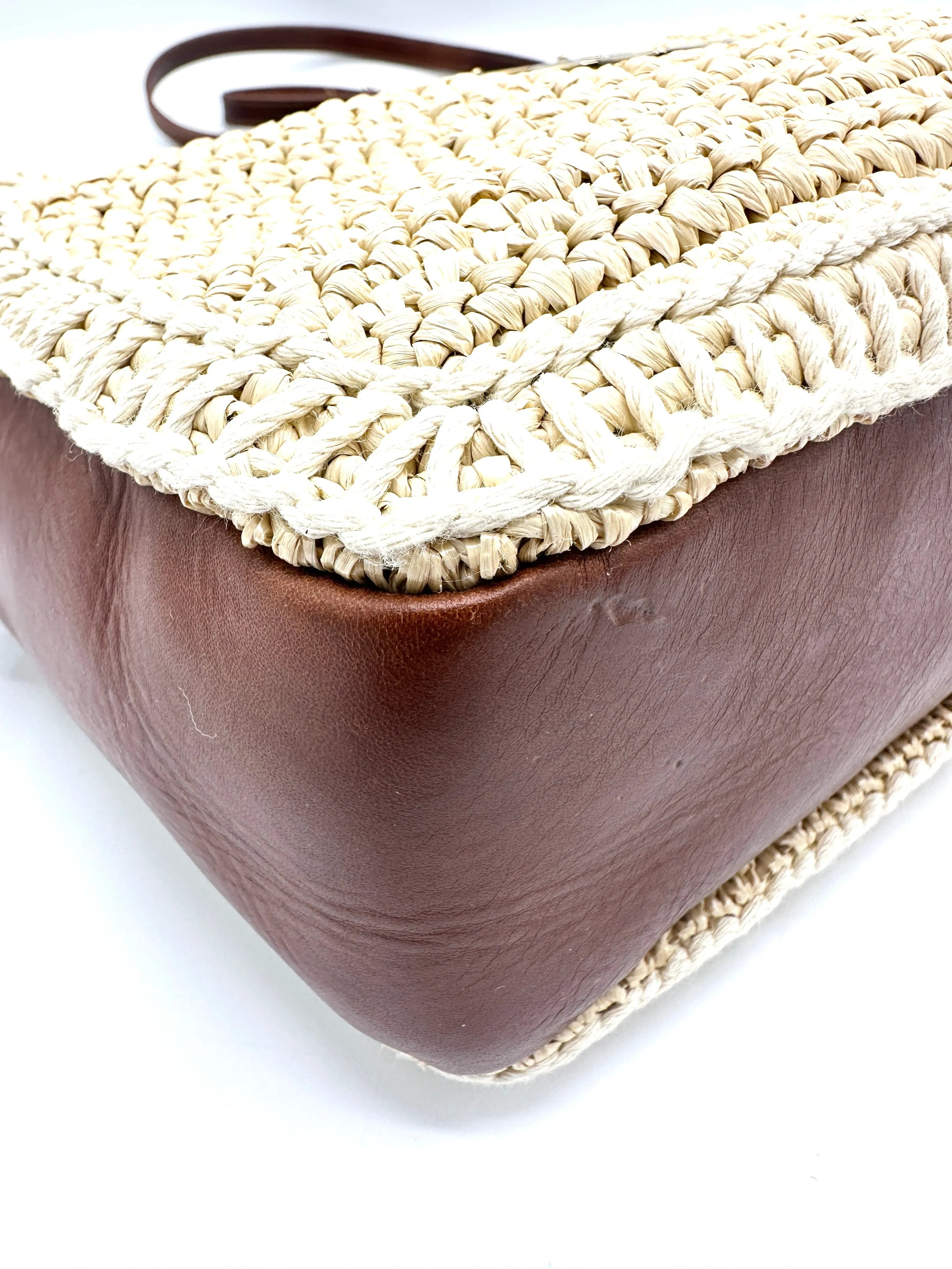 Raffia Caramel Leather GHW Lou Camera Bag