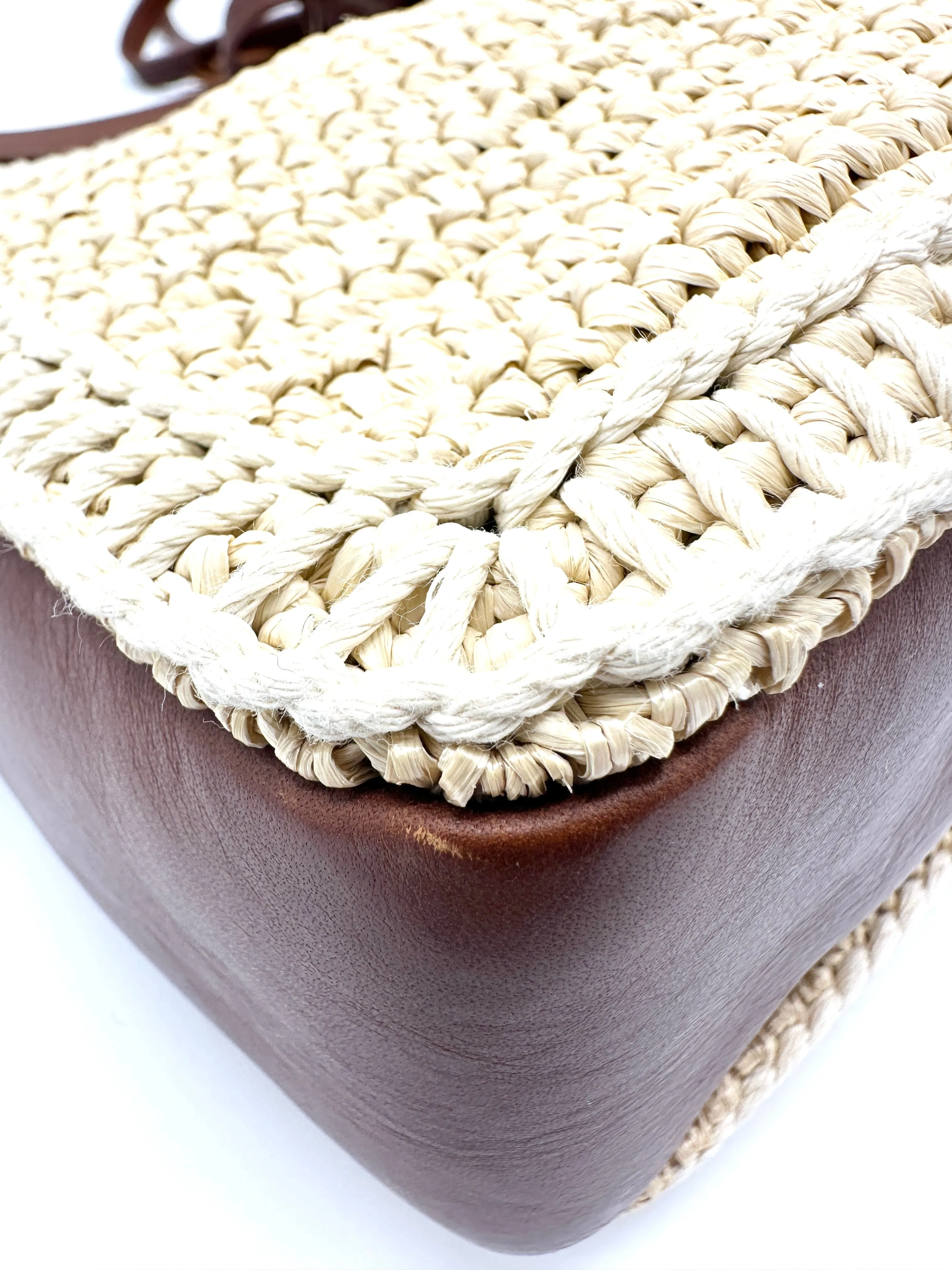 Raffia Caramel Leather GHW Lou Camera Bag