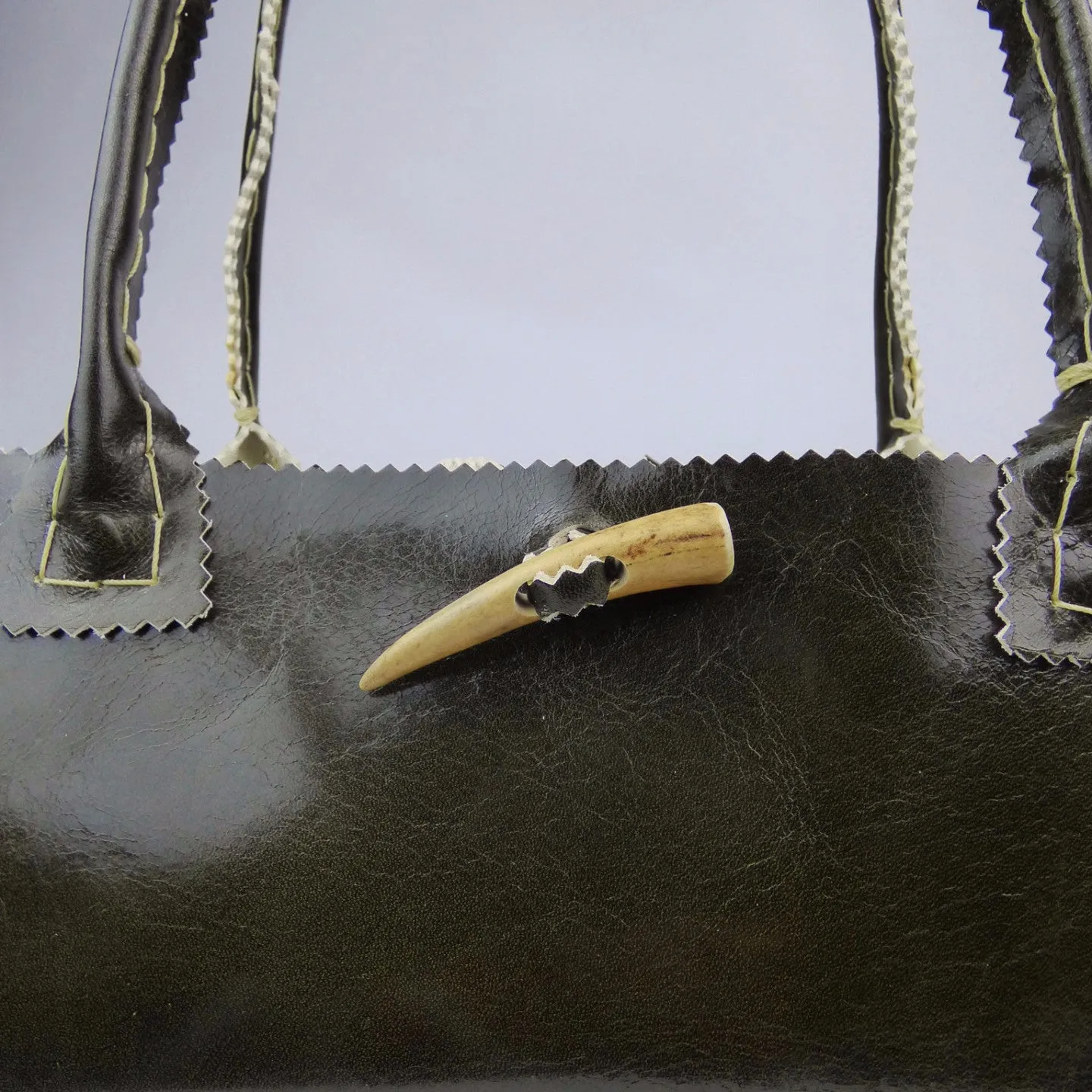 Ranger Green Handsewn Custom Leather Night Out Hangbag with Armadillos