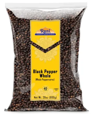 Rani Black Pepper Whole (Peppercorns), Premium MG-1 Grade 28oz (1.75lbs) 800g ~ All Natural | Gluten Friendly | Non-GMO | Kosher | Perfect Size for Grinders!