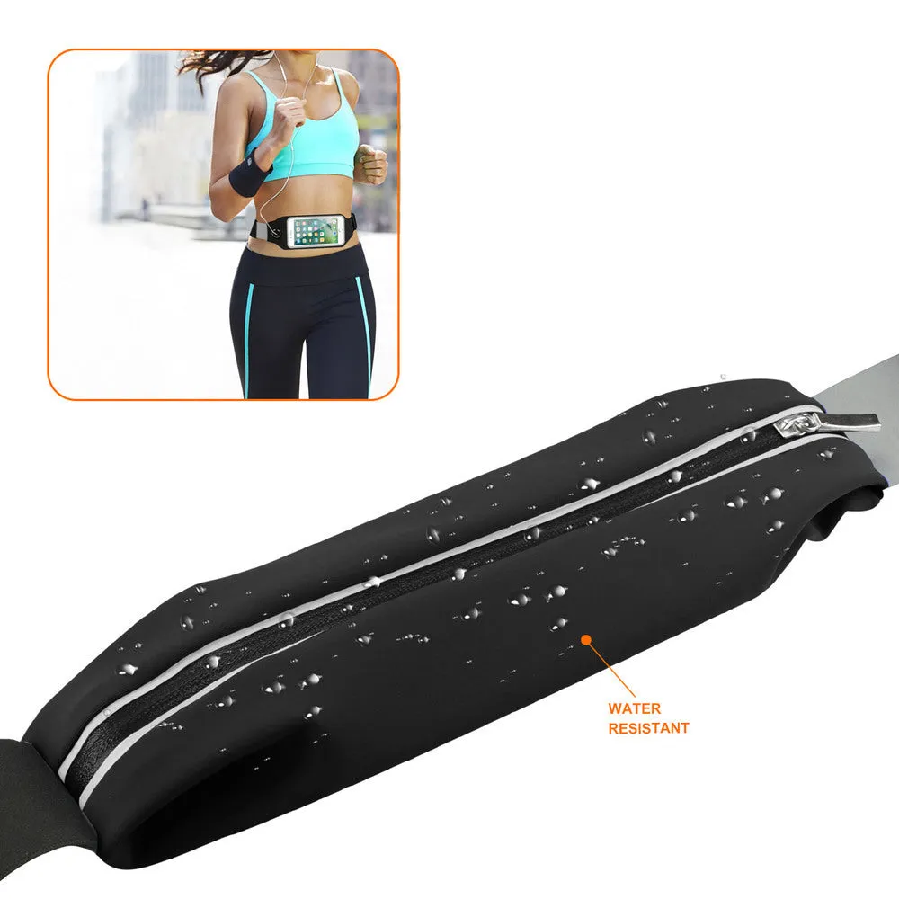 Reiko REIKO RUNNING SPORT BELT FOR IPHONE 7 PLUS/ 6S PLUS OR 5.5 INCHES DEVICE WITH TWO POCKETS IN BLACK (5.5x5.5 INCHES)