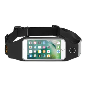 Reiko REIKO RUNNING SPORT BELT FOR IPHONE 7 PLUS/ 6S PLUS OR 5.5 INCHES DEVICE WITH TWO POCKETS IN BLACK (5.5x5.5 INCHES)