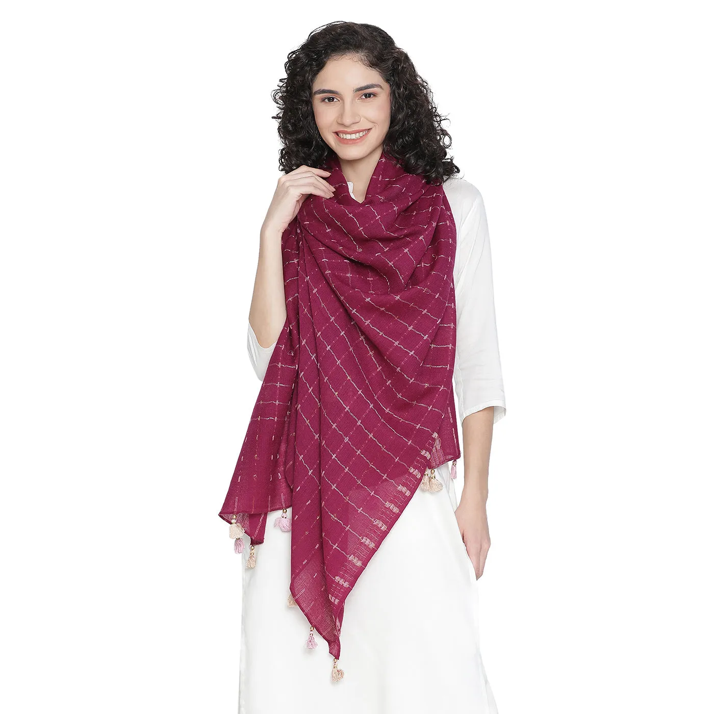 Shining Gold Wool & Lurex Dobby Stole