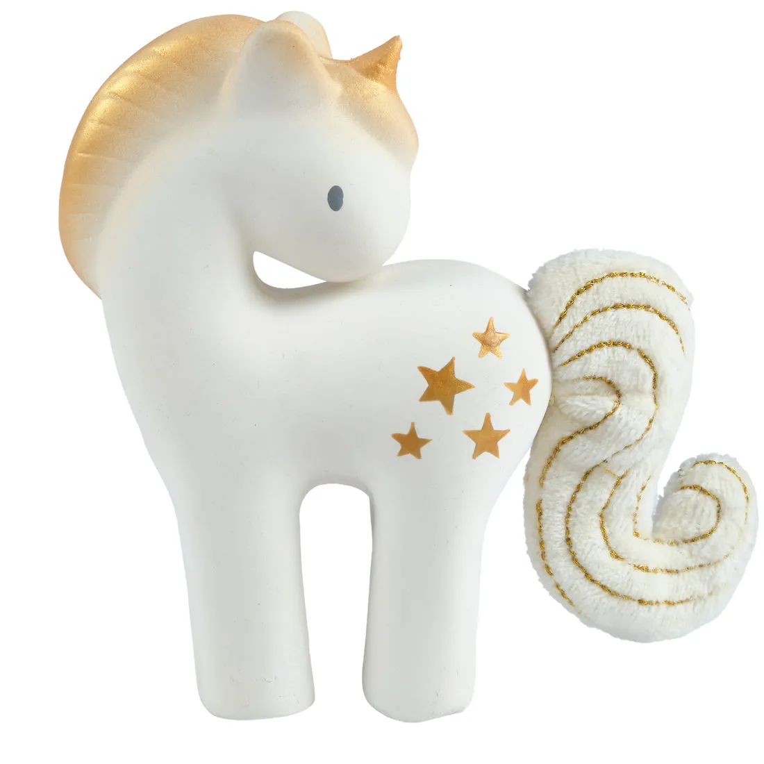 Shining Stars Unicorn - Natural Rubber Rattle w/Crinkle Tail