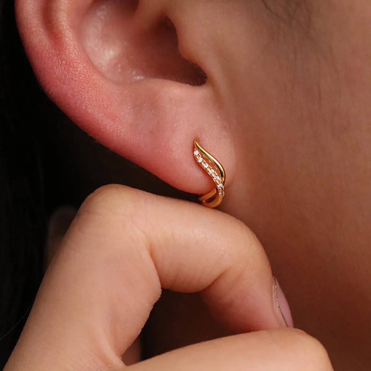 Sleek Curved Huggie Earrings