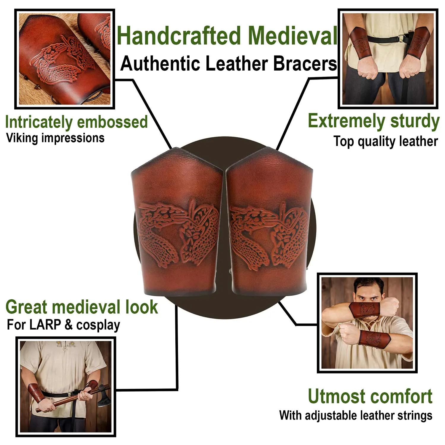 Small Fantasy Dragon Leather Bracers