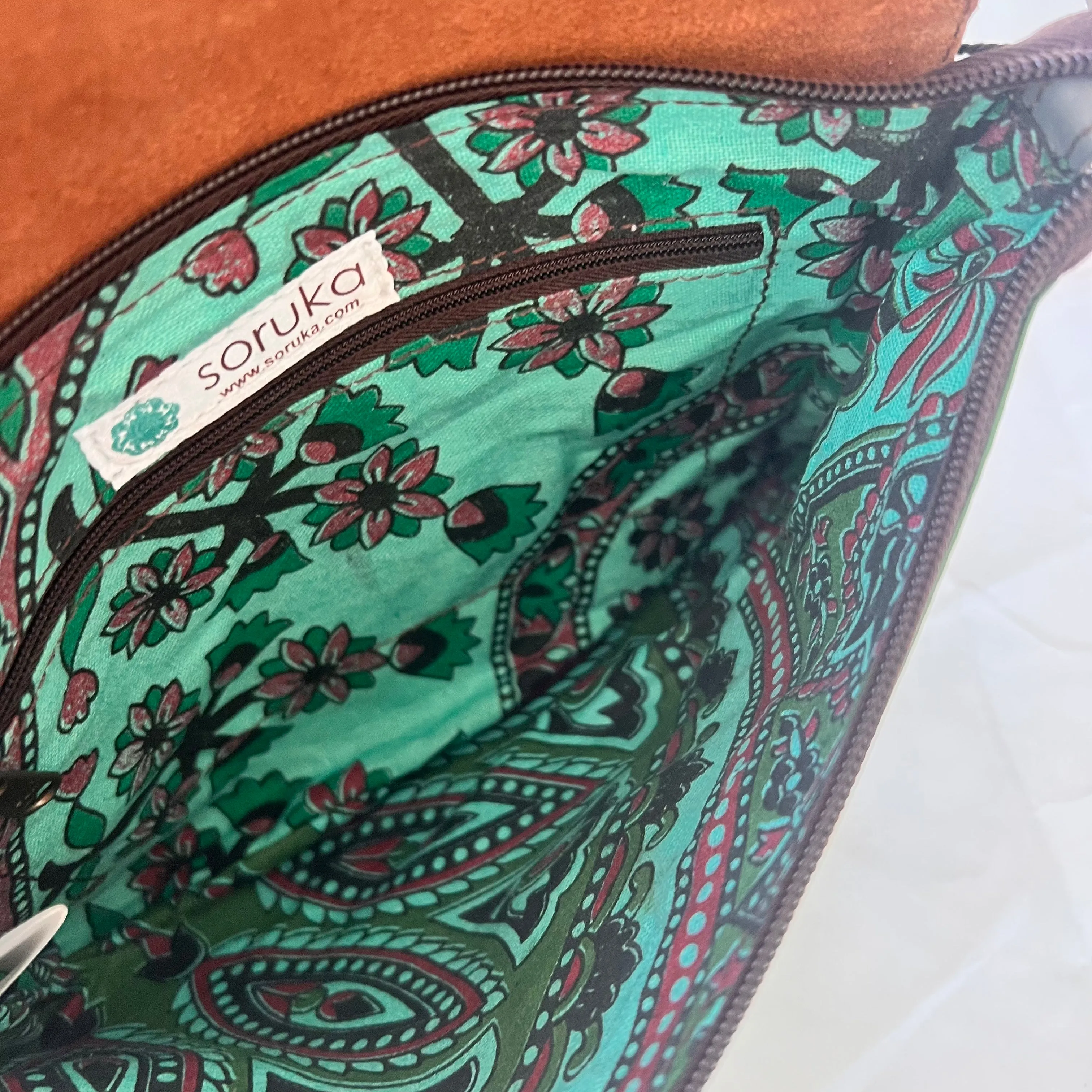 Soruka - Saddle Bag with Wristlet, Seafoam & Ginger