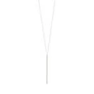 Splendid Iris Long Narrow Bar Necklace - Silver