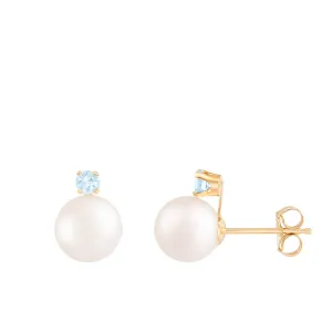 Splendid Pearls 14K Yellow Gold Aqua Earrings