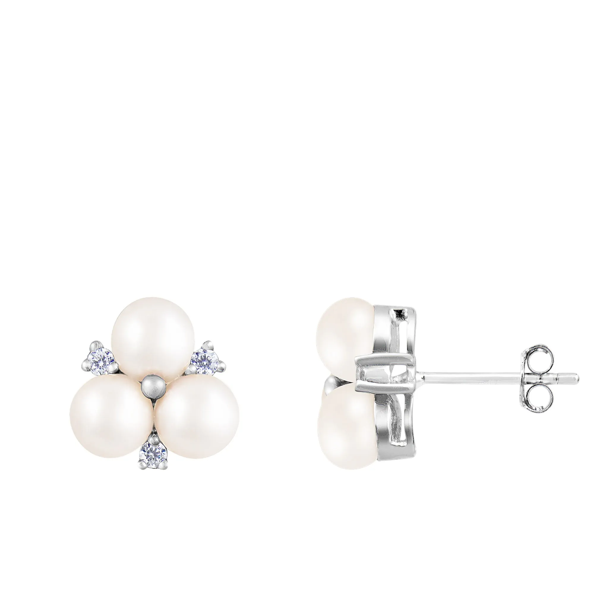 Splendid Pearls Sterling Silver Pearl Earrings ESR-48W