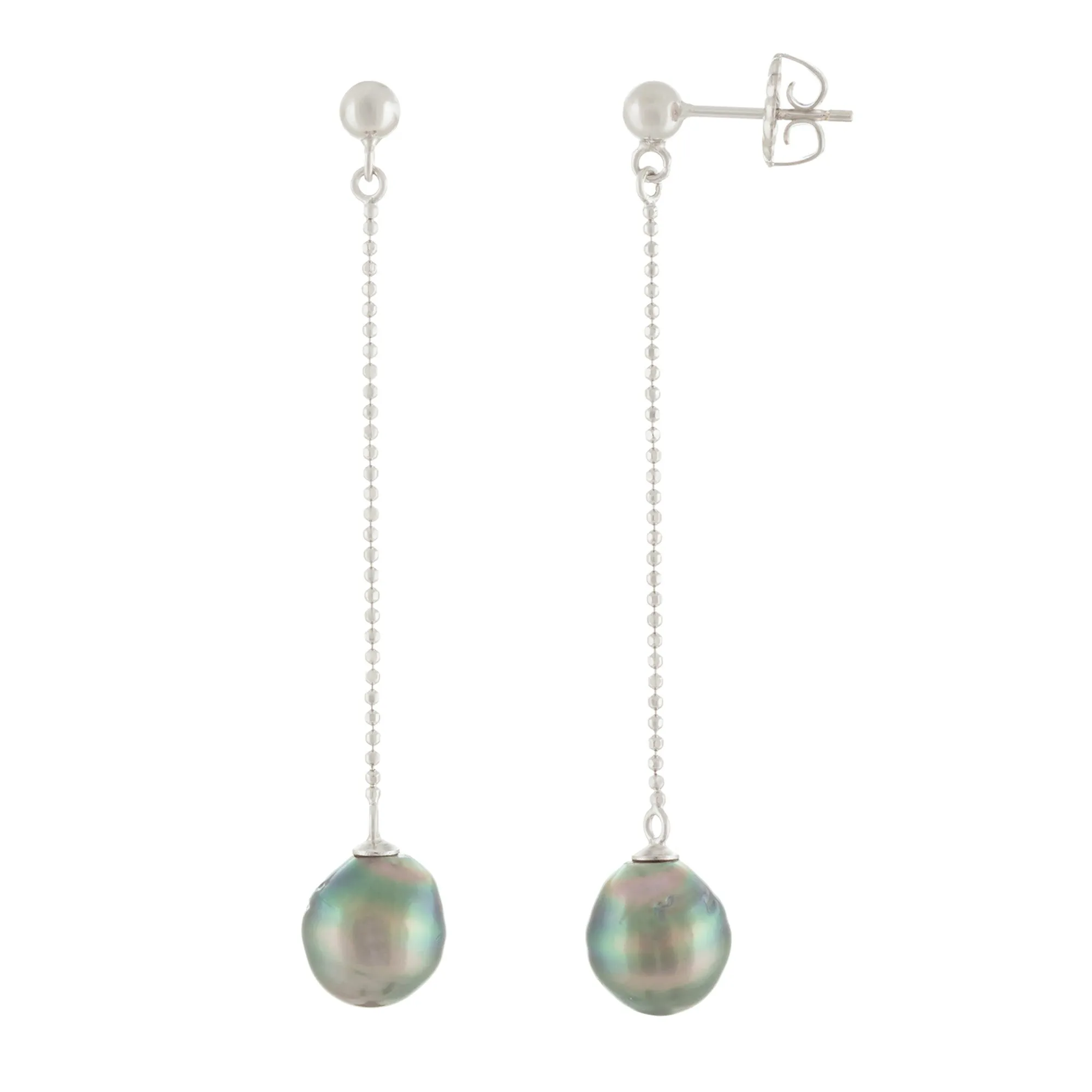 Splendid Pearls Tahitian Pearl Earrings Silver TH-ESR-8