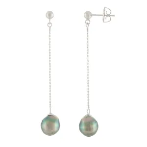 Splendid Pearls Tahitian Pearl Earrings Silver TH-ESR-8