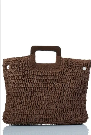 Straw Tote with Squared Handle