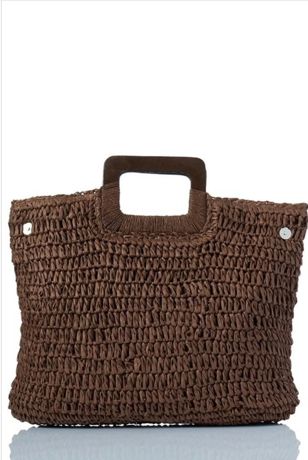 Straw Tote with Squared Handle