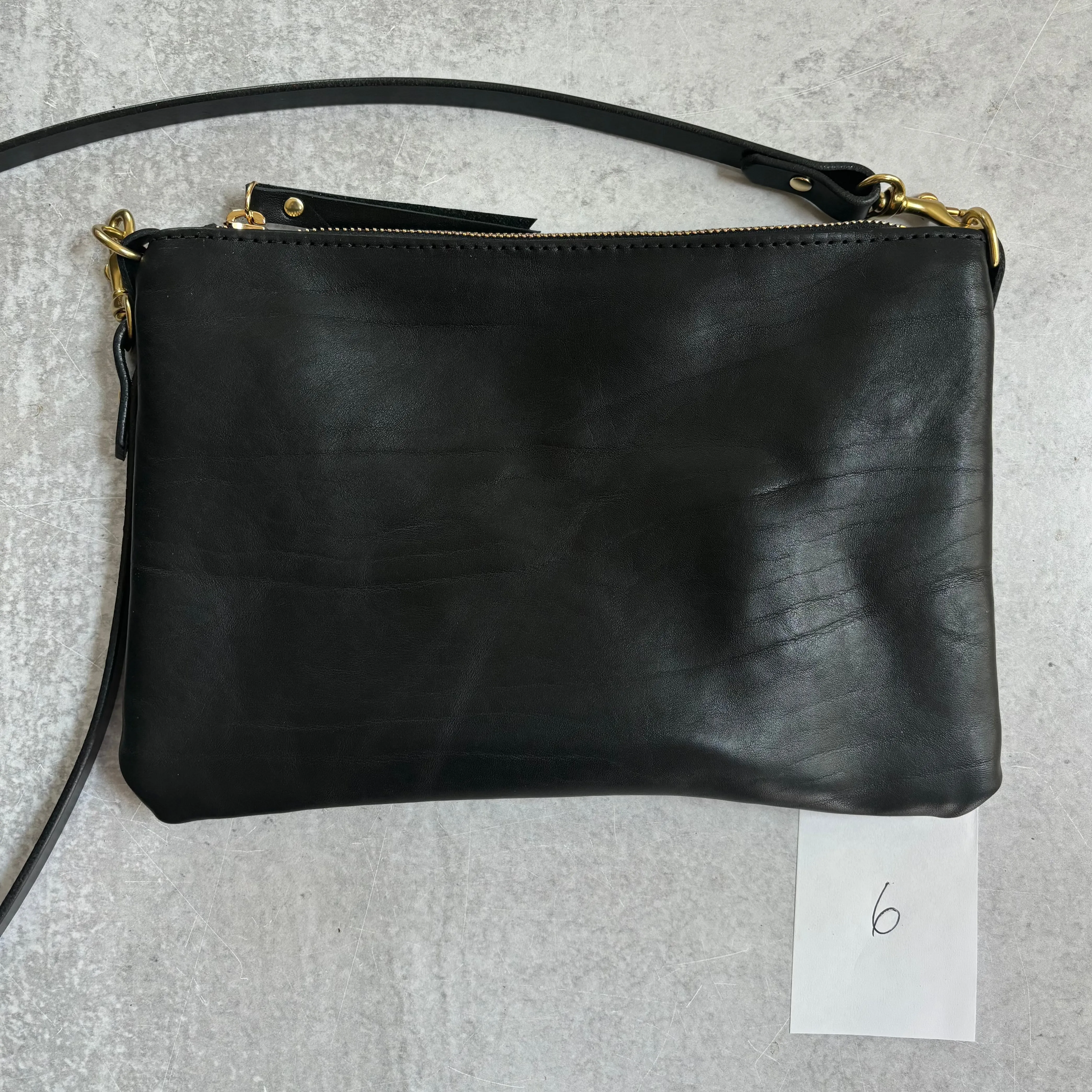 Summer Seconds Sale - Small Leather Crossbody Clutch Bag - Black Pebble No. 6