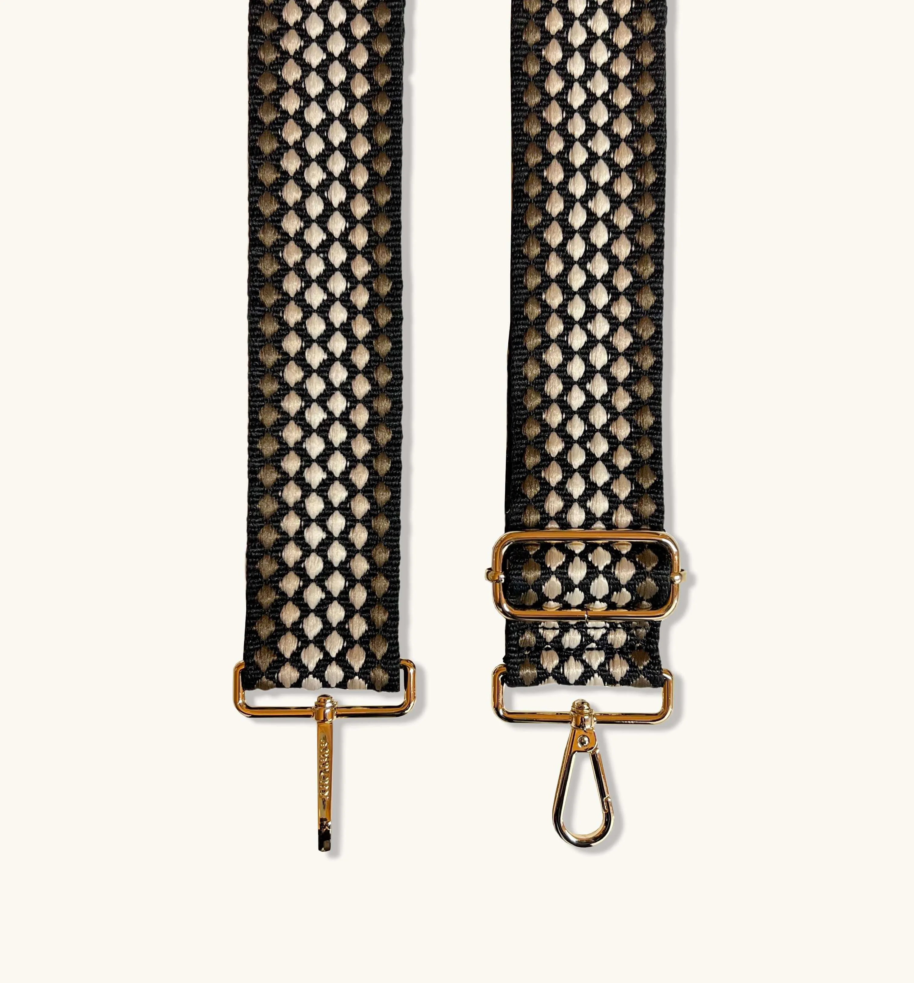 The Tassel Stone Leather Crossbody Bag With Cappuccino Dots Strap