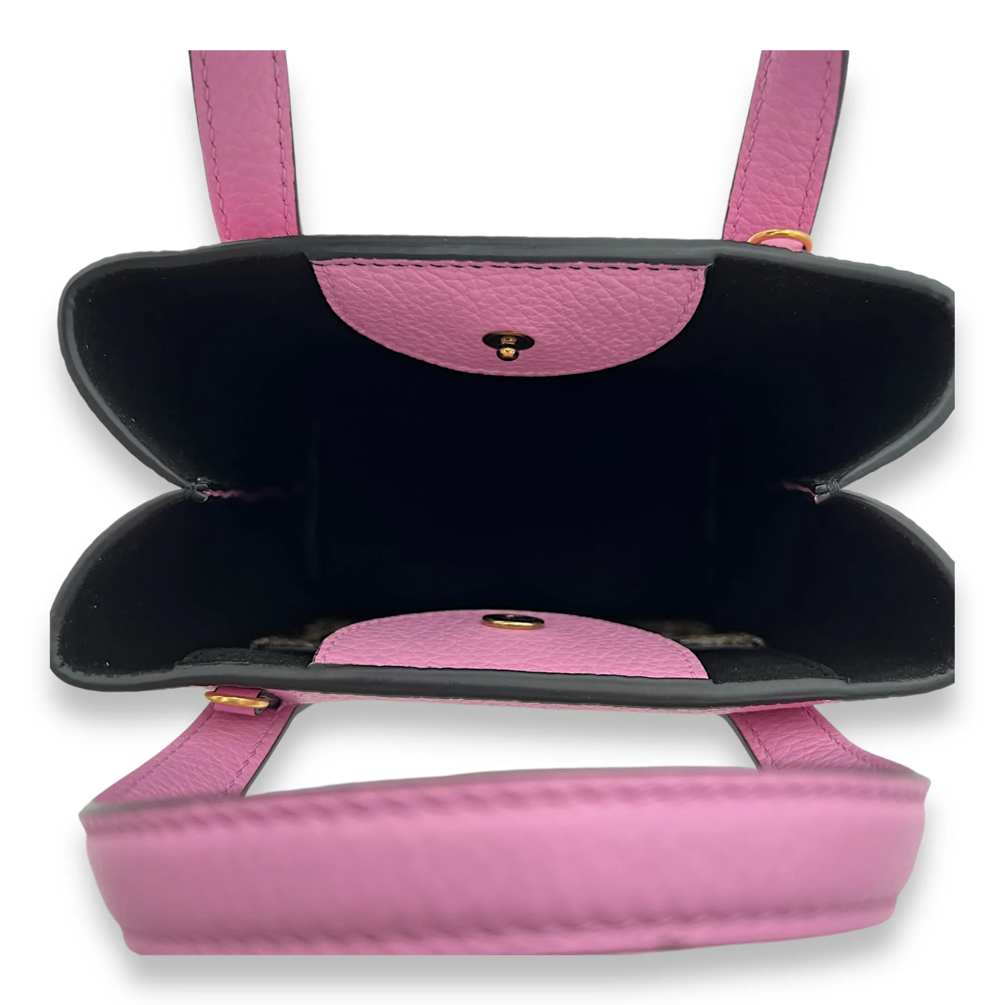Top Handle Bag Mini Pink in Calfskin, Gold hardware