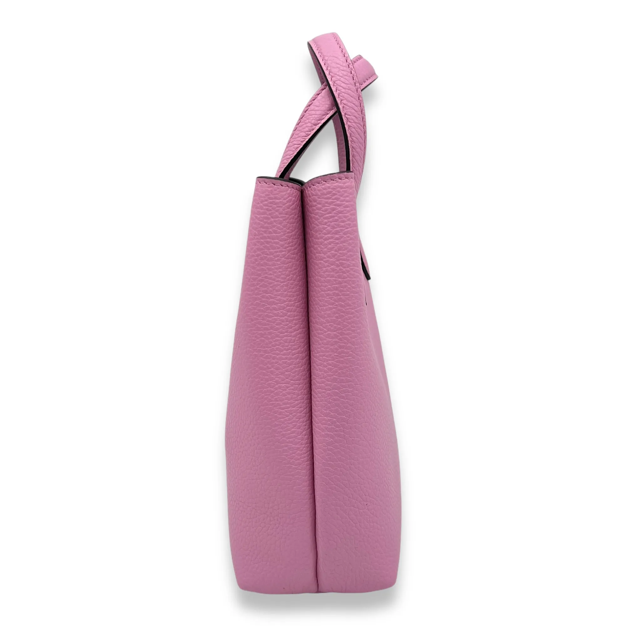 Top Handle Bag Mini Pink in Calfskin, Gold hardware