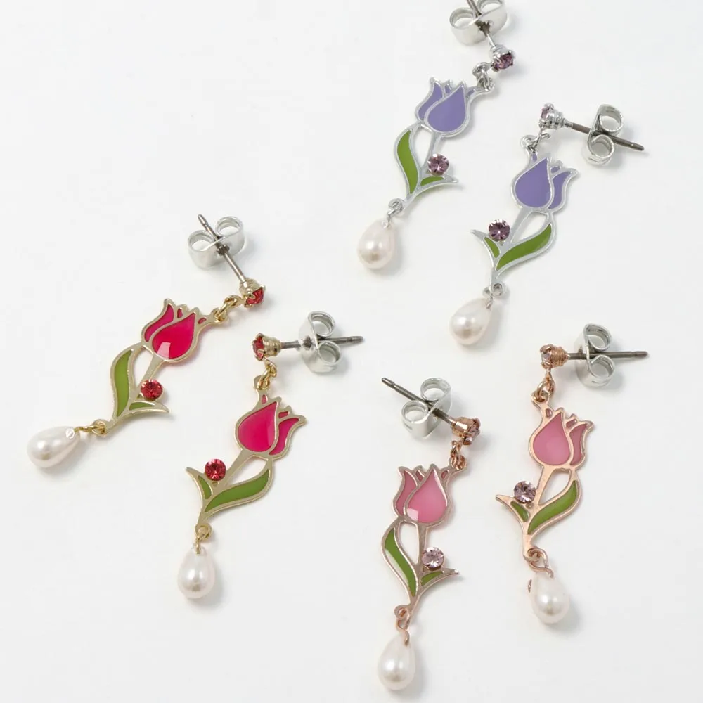 Tulip Drop Titanium Earrings