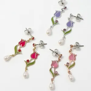 Tulip Drop Titanium Earrings