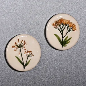 Two Hand-Painted Ceramic Magnets with Yellow Flower Motifs - Yellow Blooms | NOVICA