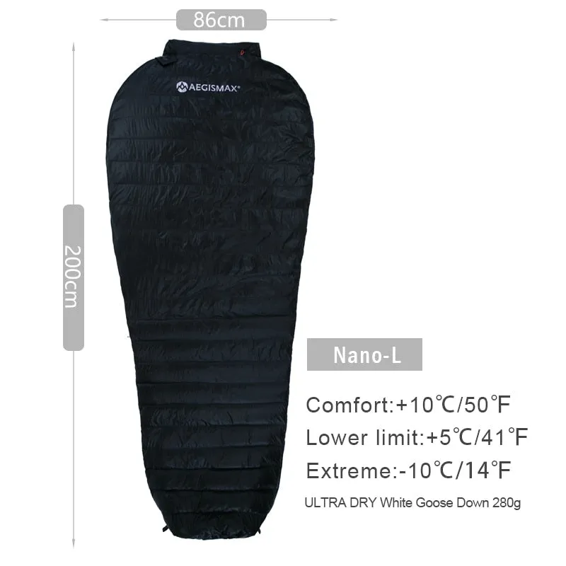 Ultra-Light Outdoor Camping Down Sleeping Bag Nylon Mummy Three Season Goose Down Sleeping Bag