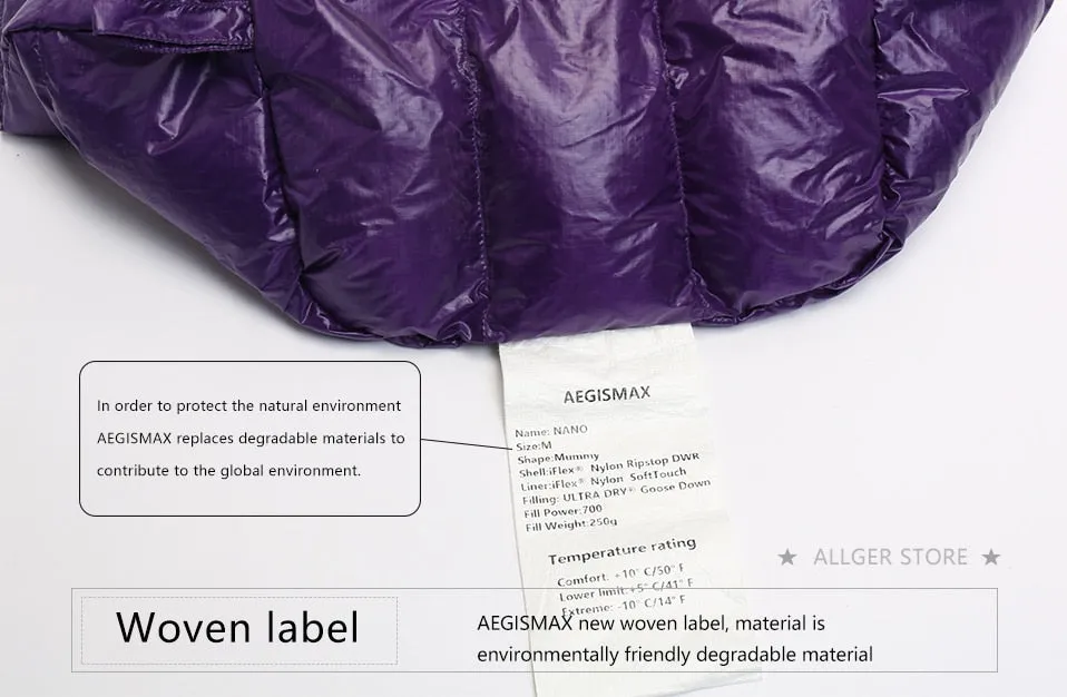 Ultra-Light Outdoor Camping Down Sleeping Bag Nylon Mummy Three Season Goose Down Sleeping Bag