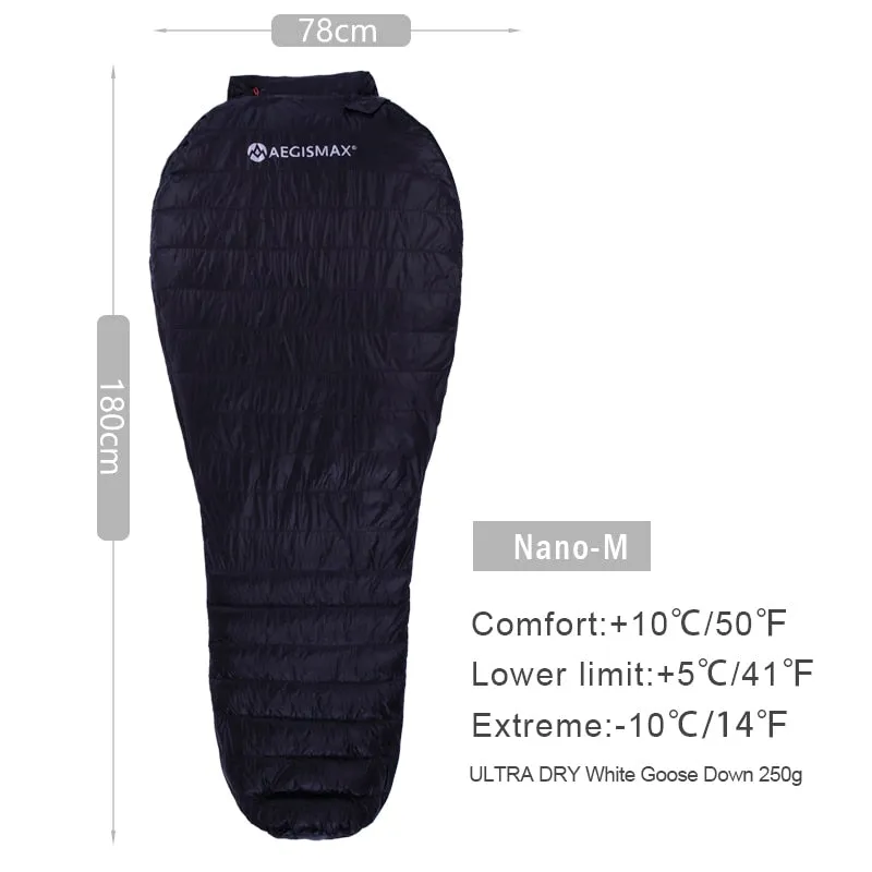 Ultra-Light Outdoor Camping Down Sleeping Bag Nylon Mummy Three Season Goose Down Sleeping Bag