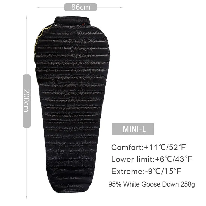 Ultra-Light Outdoor Camping Down Sleeping Bag Nylon Mummy Three Season Goose Down Sleeping Bag