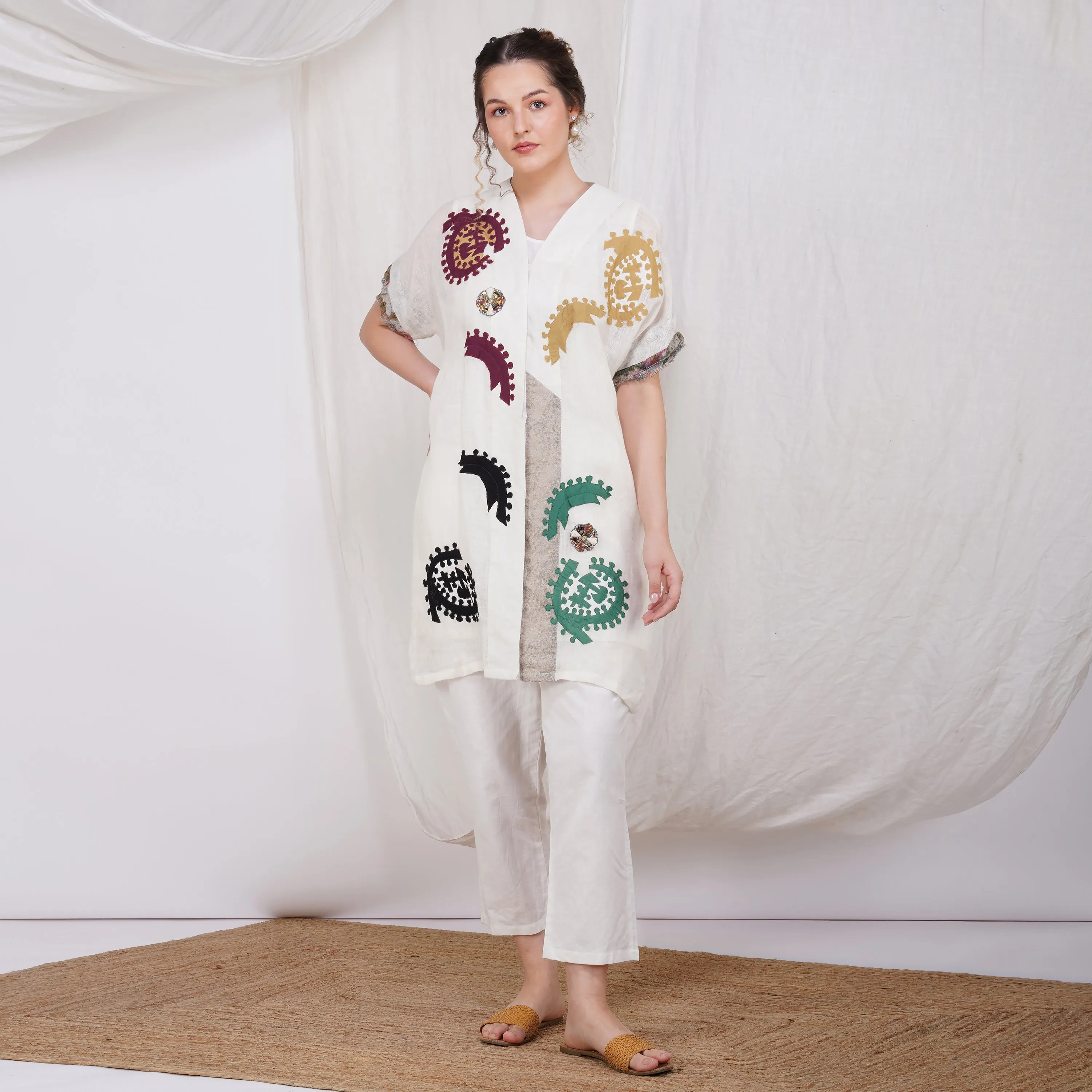 V-Neck Embroidered Dress