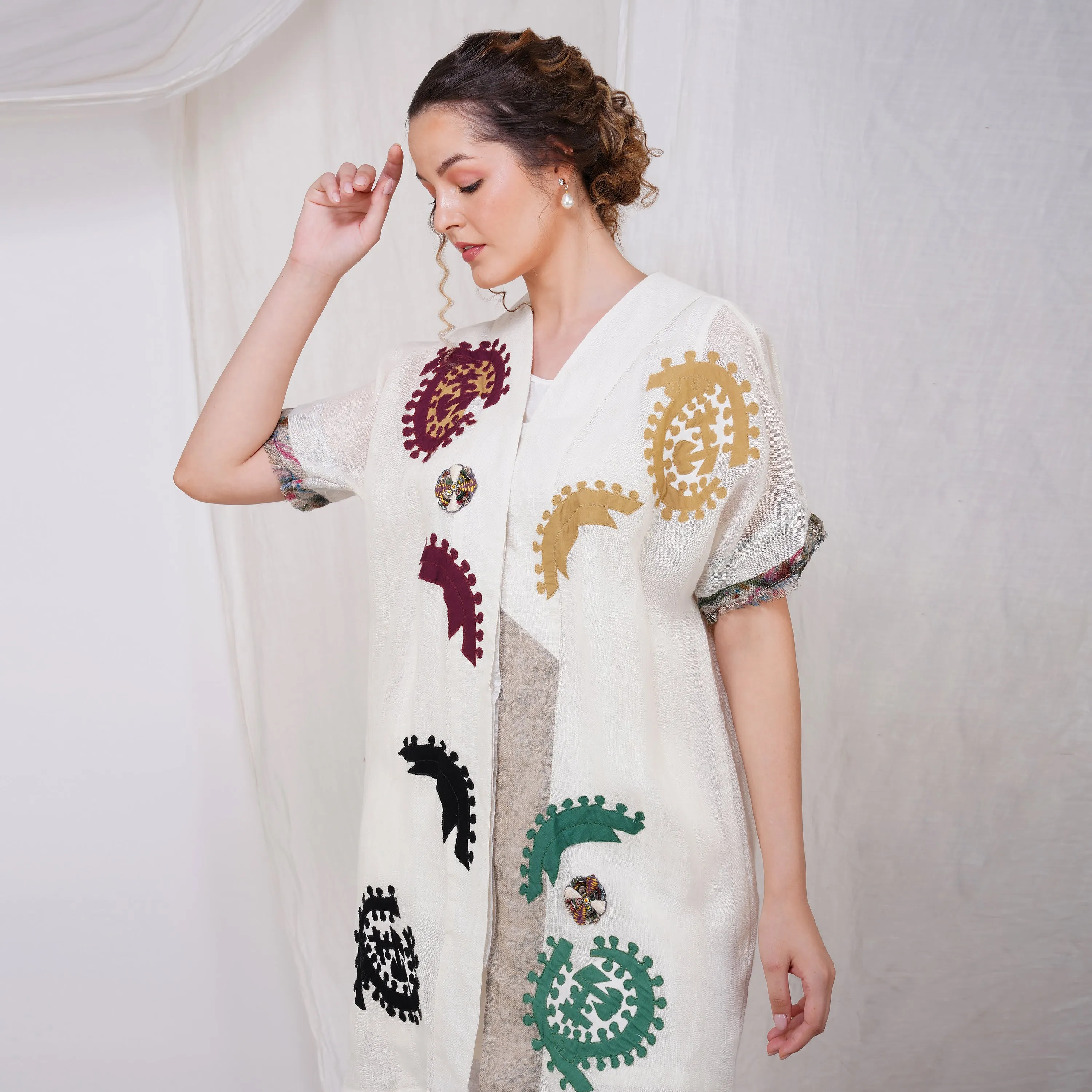 V-Neck Embroidered Dress
