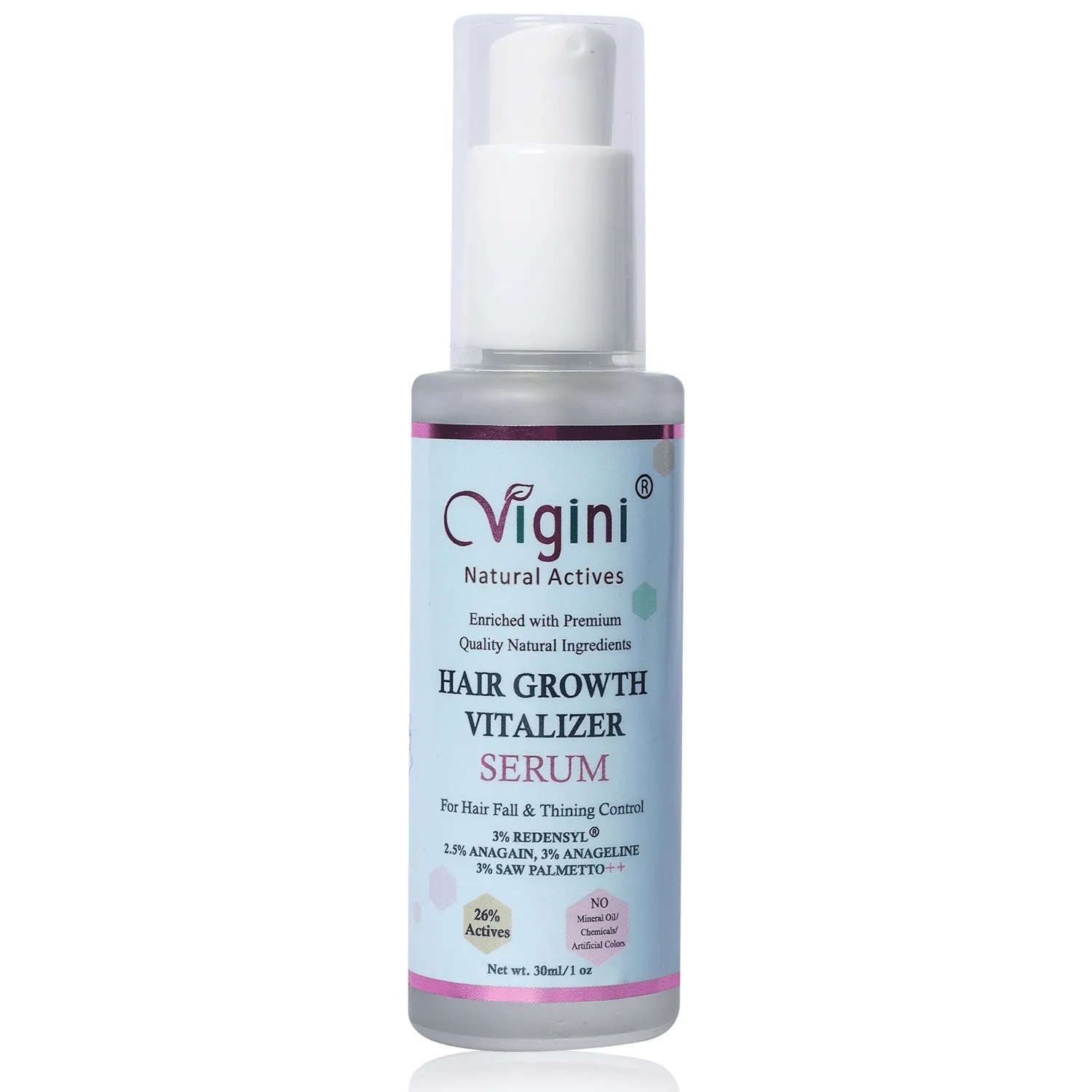 Vigini 26% Actives 3% Redensyl Procapil Anageline Anagain Hair Care Growth Regrowth Vitalizer Revitalizer Serum Men Women 30ml